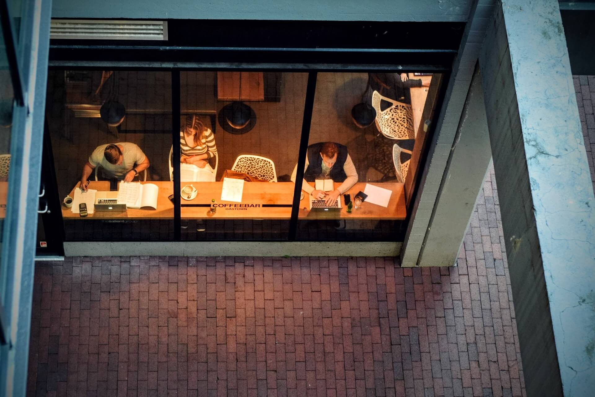 working from a cafe